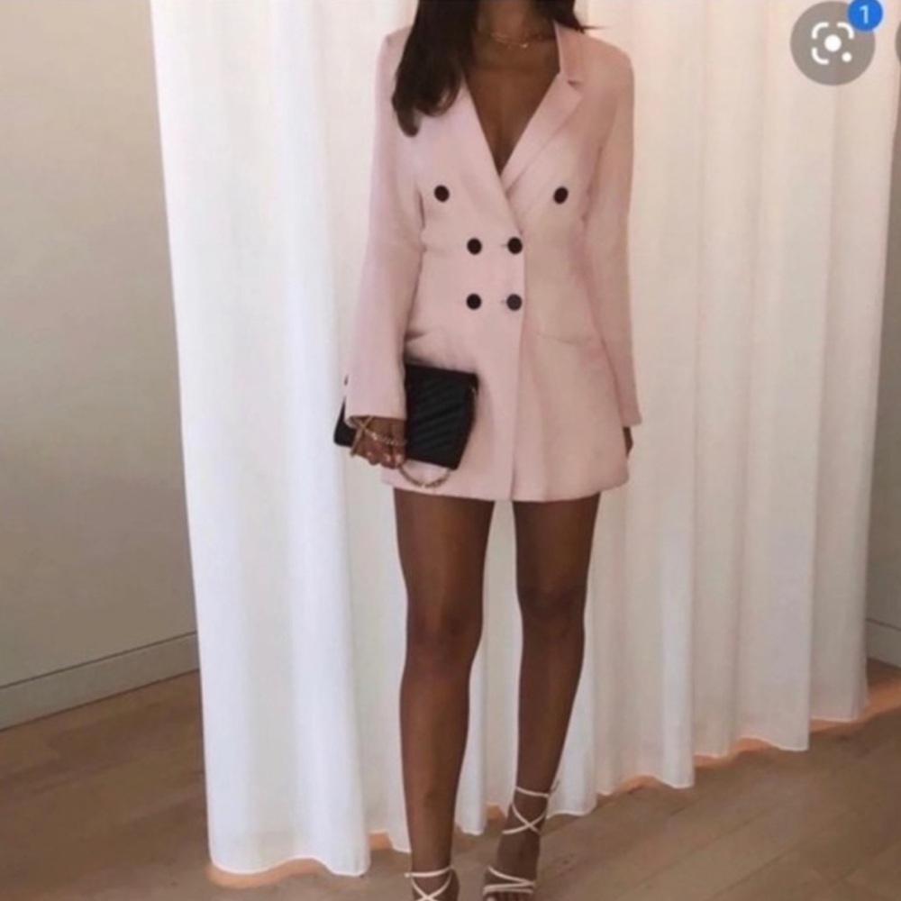 Zara Pale Pink Double-Breasted Romper Jumpsuit